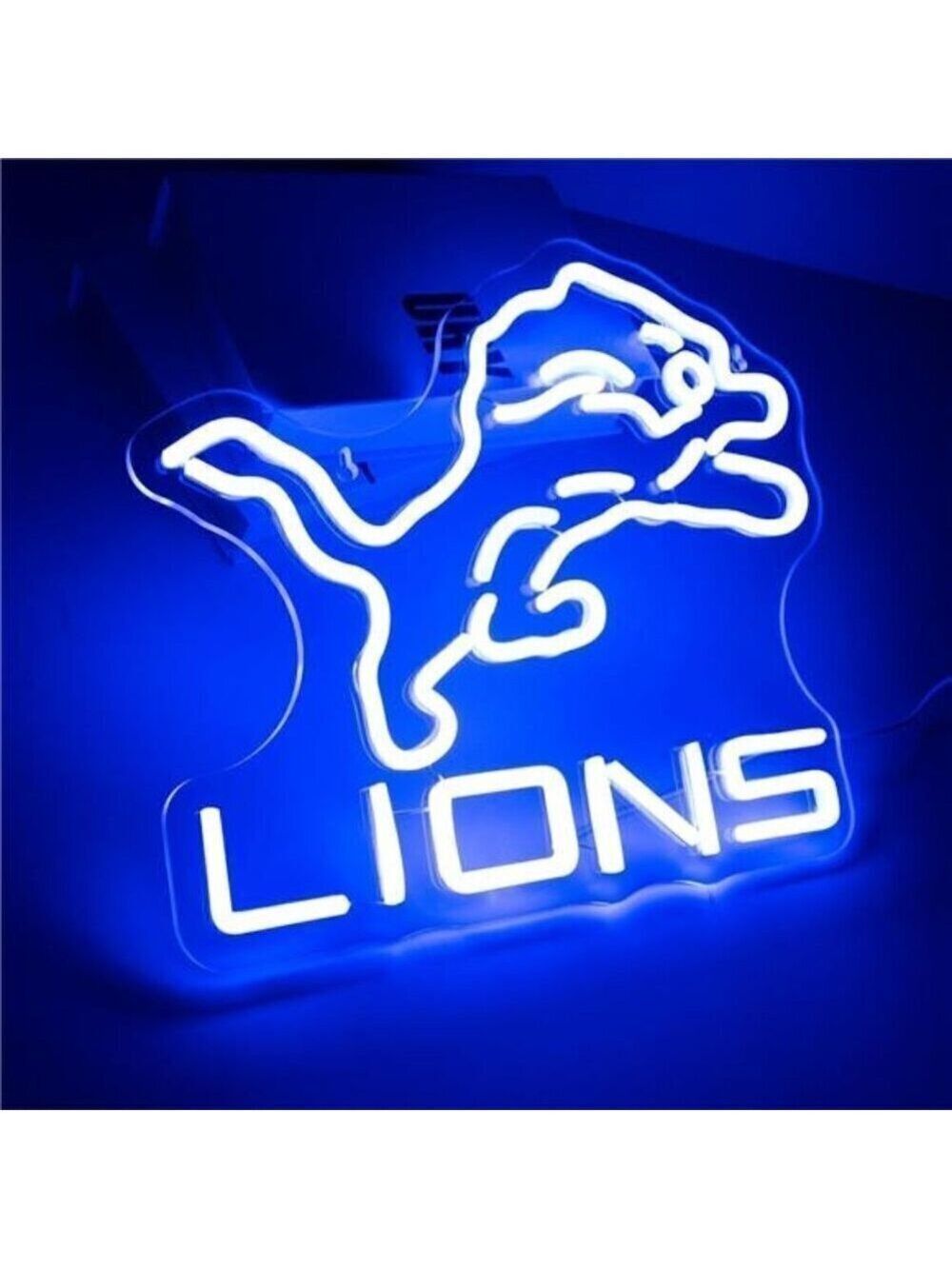 NFL Detroit Lions Team Logo Light Sports Signs Football LED Neon Bar Man Cave - Picture 2 of 6